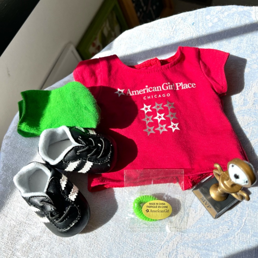 American Girl 18" Doll Soccer Top And Accessories (5 pieces)